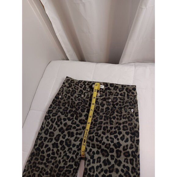 Good American Good Waist Crop Womens 25 Sage Green Leopard Print High Rise - Picture 4 of 8
